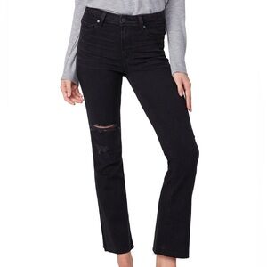 Paige Claudine Slater Destructed Flared Black Jeans